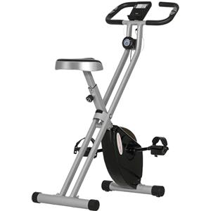 SPORTNOW Cyclette Magnetica Pieghevole da Casa con Resistenza a 8 Livelli, Display LCD e Battito Cardiaco, Rotelle, Sellino Regolabile e Supporto Integrato, in Acciaio, Grigio e Nero