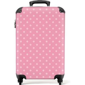 NoBoringSuitcases.com bagaglio a mano, trolley, valigia da 10 kg, rigida, leggera, valigie da viaggio per cabina, aereo, con 4 ruote girevoli manico estensibile 55x40x20 cm Punti su sfondo rosa chiaro