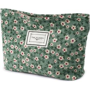 Aucuu Beauty Case da Viaggio,Borsa da Toilette da Viaggio, Borsa da Viaggio per Cosmetici, Pochette Donna Trucchi, Borsa Trucco Floreale, Borsa Cosmetica in Velluto a Coste, per Donne Ragazze