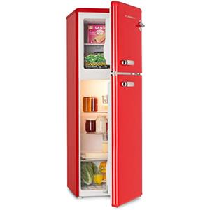 KLARSTEIN Audrey Retro - Frigo con Freezer Rétro, Frigorifero e Congelatore, Frigo, Capacità di Raffreddamento Variabile, Luce Interna, 41 dB di Rumorosità, Rosso