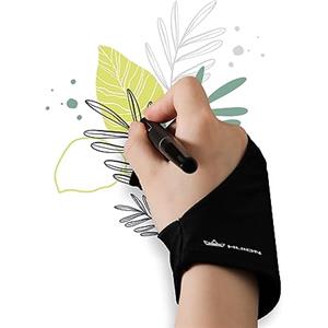 HUION Guanto da Artista con Rifiuto del Palmo per Tavoletta Grafica, Schizzo di Carta e Scatola Luminosa da Disegno, Guanti Artistici a Due Dita in Lycra Elastica, per Mano Destra e Mano Sinistra