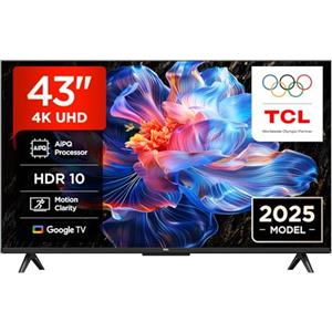 TCL 43V6C Smart TV LED Direct da 43", HDR 4K, con tecnologia Google TV (Dolby Audio, Motion Clarity, compatibile con Google Assistant e Alexa)