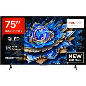 TCL 75T69C 75" QLED 60HZ 4K HDR, Google TV, Smart TV (Dolby Vision & Atmos, Motion clarity, compatibile con Google Assistant & Alexa), 2025