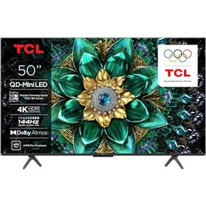 TCL 50Q6C 50" QD-Mini LED SMART TV, 4K HDR Premium 1000nits, with Google TV Technology (Dolby Vision IQ & Atmos, Onkyo 2.1 Sound System, Motion Clarity Pro 144Hz, Game Master)