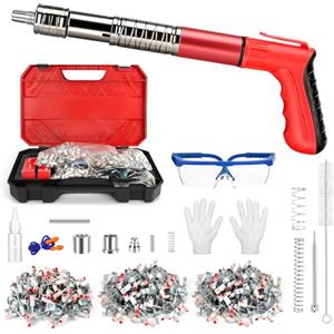 Leiortufa Pistola sparachiodi manuale, 5 velocità, 300 giri, portatile per calcestruzzo e acciaio, soffitto (Rosso, L)