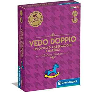 Clementoni - Vedo Doppio Deluxe, Trova le Illustrazioni in Comune, Mazzo di 40 Carte, Gioco da Tavolo Divertente per Bambini 5+ Anni, 2-6 Giocatori, Idea Regalo, Made in Italy, Lingua Italiana, 16757