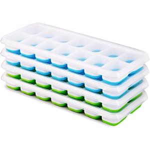 CHILLSILA Stampo Ghiaccio, 4 Pezzi Vaschetta del Ghiaccio con Coperchio, 14 Stampo Cubetti Ghiaccio in Silicone, Certificato LFGB