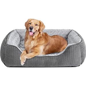 JOEJOY Cuccia Cane Interno, Cuccia per Cani di Grossa Taglia, Bordi Rialzati, Antiscivolo Cuccia Cane, Letto per Cani Lavabile, Cuscino per Cani, Grigio, XL 89x63x23cm