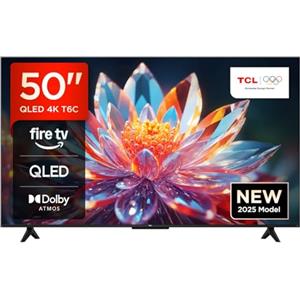 TCL 50T6C 50'' QLED TV 4K HDR, FireTV (SmartTV con Dolby Vision e Atmos, HDR10+, Premi e Chiedi ad Alexa)