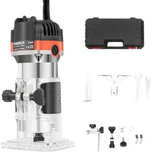 Caskunbsy Rifilatore Fresatrice Verticale per Legno 800 W 30000 RPM，fresatrice professionale per la lavorazione del legno, con base trasparente e guida di montaggio