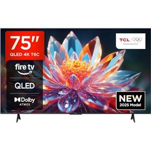TCL 75T6C 75'' QLED TV 4K HDR, Fire TV (Smart tv con Dolby Vision e Atmos, HDR10+, Premi e Chiedi ad Alexa)