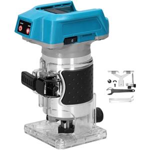 Weytoll - Router senza spazzole, 18 V, 18000 giri/min, router elettrico a mano, senza fili, diametro 6,35 mm, strumento compatto per legno, adatto per batteria Makita, velocità a 6 livelli (solo