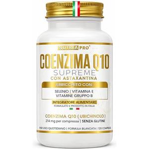 NUTREA PRO NUTREAPRO® Coenzima Q10 ubichinolo con Astaxantina 1 mg per massima efficacia | Antiossidante Energia e Pelle | Q10 Coenzima Ubichinolo 200 mg | Integratore coq10 con astaxantina Vitamina E B12 B6 B2