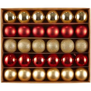 HEITMANN DECO Set di 30 palline per albero di Natale, decorazioni natalizie, rosso, oro, da appendere, assortimento di sfere di plastica, 4,5 cm