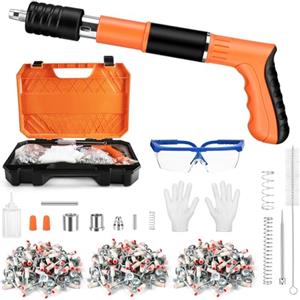 Leiortufa Pistola sparachiodi manuale, pistola sparachiodi a 5 velocità Pistola sparachiodi con 300 giri di chiodi, pistola sparachiodi portatile per calcestruzzo e acciaio, soffitto (Arancione, L)