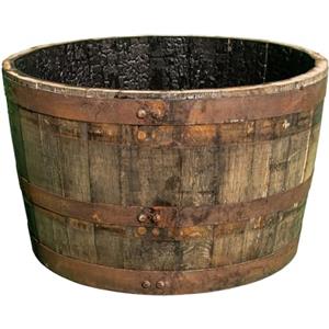 Generico Fioriera in botte di whisky - Mezza botte in legno 60 cm, più rustica e originale delle botti di vino - Vaso vintage per giardino, terrazza e balcone, resistente alle intemperie con fori di drenaggio