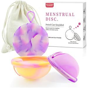 XUXLEKK 2 Pezzi Disco Mestruale, Coppetta Mestruale in Silicone, Riutilizzabile Disco Mestruali, Coppa Mestruali per Donne Attive, Sport, Nuoto e Yoga (S+L)