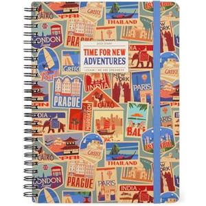 Legami - Agenda Settimanale Spiralata Large, 12 Mesi, Diario da Gennaio 2025 a Dicembre 2025, Planner Pieghevole 2025/2026, Chiusura con Elastico, Taschina Finale, 15 x 21 cm, Travel Stickers