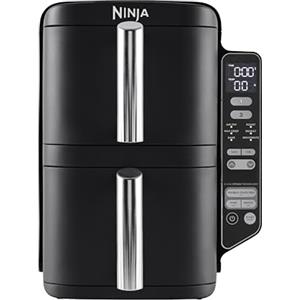 Ninja Double Stack Friggitrice ad Aria Verticale a 2 Scomparti, con 2 Griglie, 4 Livelli di Cottura, Design salva-spazio, Capacità di 7,6L, 6 Funzioni di cottura, 6 Porzioni, Nero SL300EU