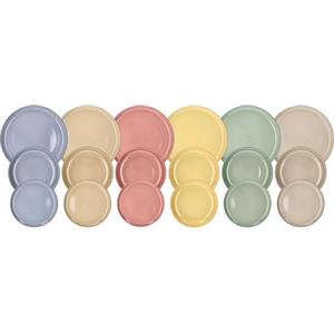 Tognana UR17018M288 Servizio da Tavola 18 Pezzi per 6 Persone in Porcellane Dure Colori Assortiti