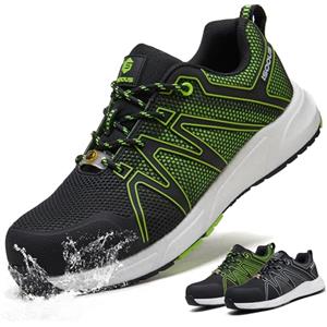 ISOOUS Scarpe Antinfortunistiche Uomo Donna S3 ESD SRC FO Impermeabili Scarpe da Lavoro Leggere Scarpe di Sicurezza Verde 41 EU