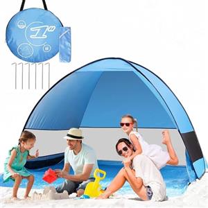 CHWUYI Tenda da spiaggia CHWUYI, portatile, extra leggera, automatica, UPF 50+, per 3-4 persone, ideale per spiaggia, campeggio, escursioni, giardino