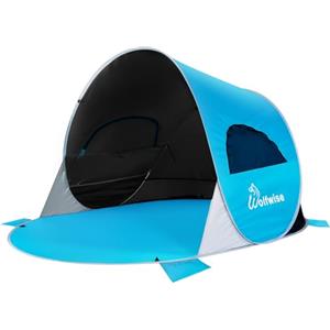 Wolfwise Tenda Pop up Istantaneo per 3-4 persone, Spiaggia UPF 50+, Tenda Automatica Portabile riparo dal sole per Famiglia/Pesca/Trekking/Picnic, 220x145x120CM (87 ×57×47 IN), Blu-nero