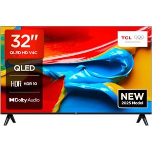 TCL TV 32V4C - 32" HD Smart QLED Direct LED con Android TV e HDR - Compatibile con Google Cast e Google Home, Design Delgado