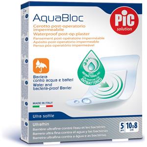 PIC Aquabloc Cerotto Impermeabile Antibatterico 10x8 cm - 5 Pezzi