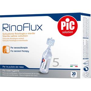 RinoFlux Soluzione Fisiologica 20 Flaconcini da 5 ml - Per Aerosolterapia e Igiene Nasale