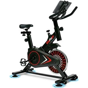 EaseZen Cyclette VitaForge, Cyclette Silenziosa con Resistenza Magnetica Regolabile, Cyclette Fissa per Casa con Regolazione dell'Altezza, Cardio Training Portatile (Nero/Rosso)