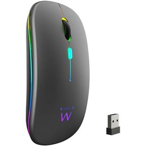 Ewent Mouse Wireless Ricaricabile con Luci RGB | Bluetooth 5.2 & 2.4 GHz | DPI Regolabile (800/1200/1600) | Pulsanti Silenziosi | Compatibile con Windows, Mac, iOS, Android