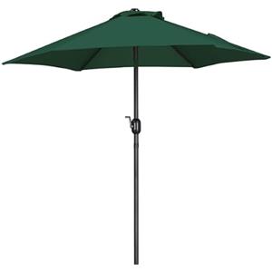 Yaheetech Ombrellone da Giardino Esterno Portatile Inclinabile Parasole Protezione UV, Ø 223cm con Manovella Reclinabile Telo in Poliestere Tubo in Alluminio Spiaggia Cortile Terrazzo, Verde Scuro