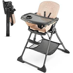 kk Kinderkraft Kinderkraft FOLDEE Seggiolone Pappa, Portatile, Sedia bambini da tavolo, Pieghevole in dimensioni compatte, Schienale e poggiapiedi regolabile, con Vassoio e Cestello, Facile da pulire, Rosa
