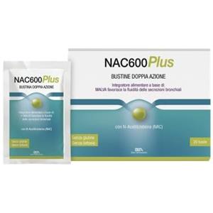 Zeta Farmaceutici NAC600 PLUS INTERGRATORE A BASE DI MALVA E VITAMINA C 20 BUSTINE GUSTO ARANCIA, ZETA FARMACEUTICI