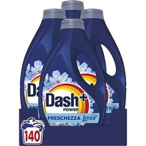 Dash Power Detersivo Liquido Lavatrice, 140 Lavaggi (4x35), Freschezza Di Lenor, Risveglio Primaverile, rimuove addirittura gli odori di sudore vecchi di 7 giorni, per una pulizia impeccabile