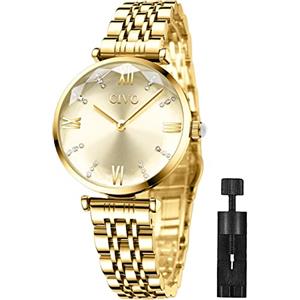 CIVO Orologio Donna Acciaio Inossidabile Impermeabile Minimalista Orologi da Polso Donna Oro Analogico Affari Sportivo