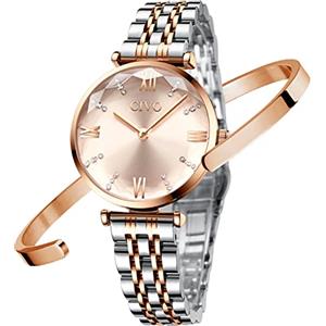 CIVO Orologio Donna Set Acciaio Inossidabile Impermeabile Minimalista Orologi da Polso Donna Argento Analogico Affari Sportivo