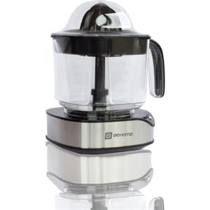 BEHOME Spremiagrumi Elettrico Professionale 1.2L, 2 Coni Estraibili e Doppio Senso di Rotazione | LED Blu, Caraffa graduata e facilmente smontabile, Nero e Argento