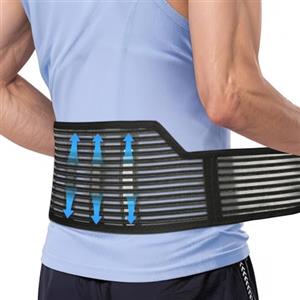 AYBUY Fascia Lombare Supporto Schiena, Fascia Lombare Posturale Regolabile per Uomini e Donne con 4 Stecche Metalliche, Fascia Elastica Lombare Ortopedica Traspirante per Sport e Lavoro, XL