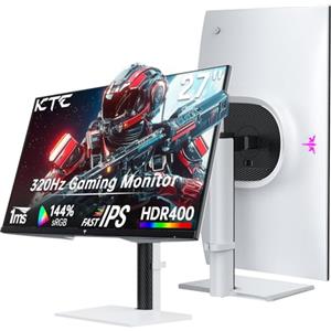 KTC 320hz Gaming Monitor 27 Pollici, 300Hz 240hz, QHD 2560 x 1440P, 2K Monitor bianco, Fast IPS, 1ms, Schermo PC, Freesync & G-sync, 144% sRGB, HDR400, Luce blu bassa, VESA 100x100, DP1.4/HDMI 2.1