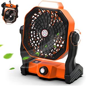 Sendowtek Ventilatore da Campeggio Ventilatore da Tavolo Silenzioso Portatile con luce LED 10400mAh Ricaricabile con Gancio Ventilatore USB da Esterno per Auto Viaggi Pesca