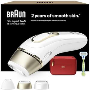 Braun Silk·expert Pro 5 Epilatore Luce Pulsata, Depilatore Corpo Donna, Alternativa al Laser Peli, Con Custodia, Rasoio Donna Venus, 3 Testine, Luce Pulsata Braun, Idea Regalo, PL5262