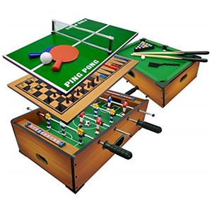 Sport1 Multigioco 6 in 1 da Tavolo - Calciobalilla 6 vs 6 Aste Uscenti / Ping Pong / Tavolo da Biliardo / Scacchi / Dama & Backgammon CM 51 x 31 x 16