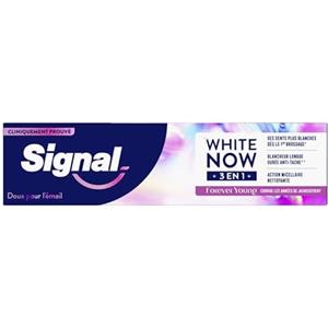 Signal White Now - Dentifricio 3 in 1 - Forever Young - Corregge l'ingiallimento e l'aspetto dei tuoi denti - Bianco a lunga durata anti-macchia, 96% di ingredienti di origine naturale, 75 ml