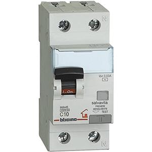 BTicino GC8813AC10 BTDIN Interruttore Magnetotermico Differenziale 1P+N, 4.5 kA, Idn = 0.03 A, In = 10 A