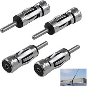 Ksywydu Set 4 Pezzi Adattatore Antenna Autoradio DIN Maschio a ISO Femmina - Connettore Coassiale 150 Ohm a 50 Ohm - Convertitore Universale Stereo per Auto, Veicoli, Radio, Amplificatore, Ricetrasmettitore