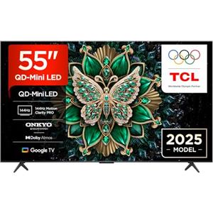 TCL 55C6K 55" QD-Mini LED TV, 4K HDR Premium 1000nits, Smart TV con tecnologia Google TV (Dolby Vision IQ e Atmos, sistema audio Onkyo 2.1, Motion Clarity Pro a 144 Hz, Game Master)