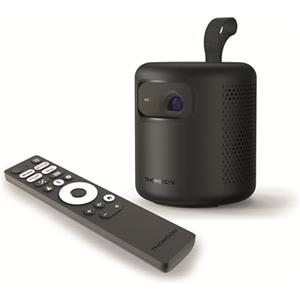 Thomson Vega PG35B Proiettore LED Smart Portatile, Full HD 1080p, Google TV, 350 ANSI, Auto Focus, Correzione Trapezoidale, HDR10, Dolby Digital+, WiFi, Bluetooth, Batteria, Custodia Rigida Inclusa