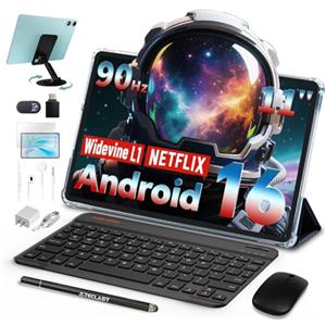 TECLAST P50 Tablet 11 Pollici 90Hz Tablets Android 16, 2.0GHz Octa-Core, 12GB RAM+128GB ROM/TF 4TB/7000mAh/Widevine L1/GPS/BT5/OTG/Tablet con Tastiera+Custodia+Penna+Auricolari, 10 Accessori